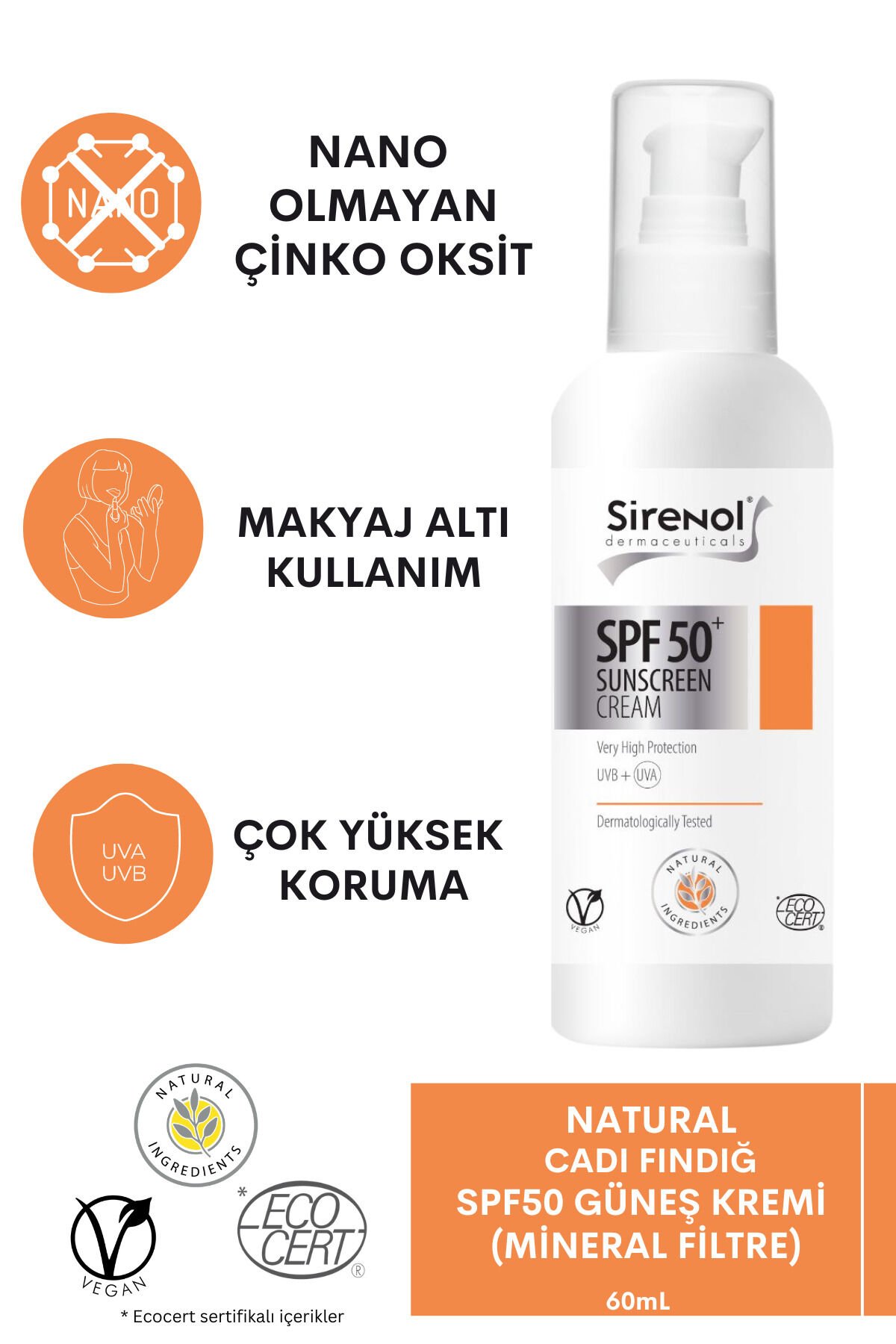 Natural Cadı Fındığı Spf50 Güneş Kremi (MİNERAL FİLTRE) 60 ml 60ml-620_1