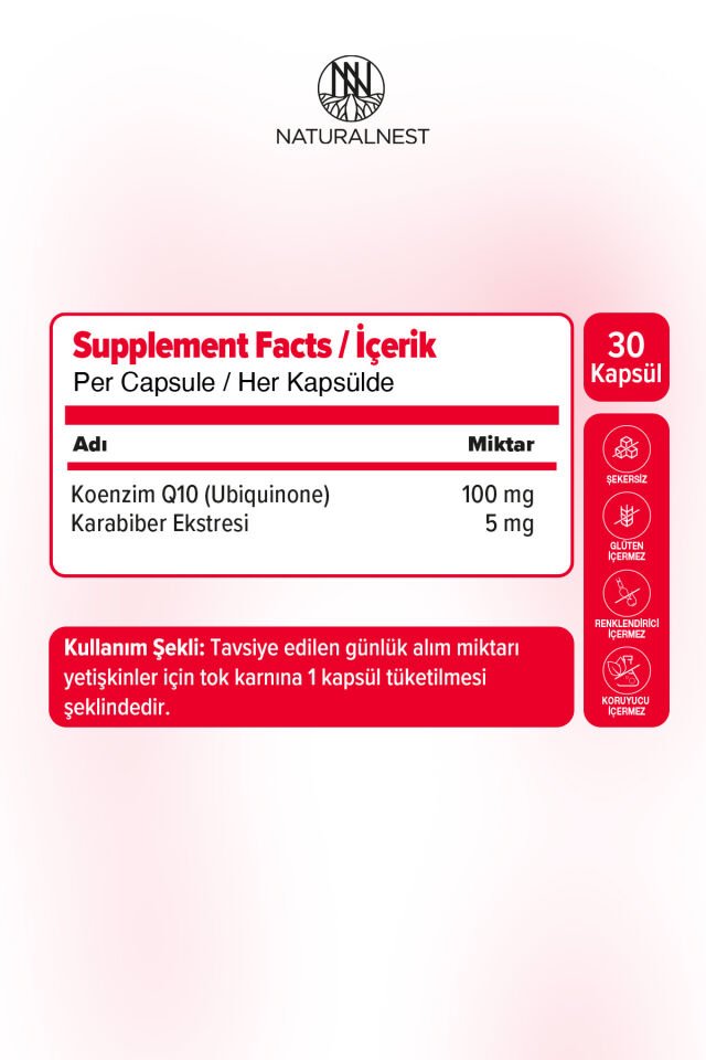 Koenzim Q10 Kapsül Takviye Edici Gıda 30 Kapsül 8697595877012_1