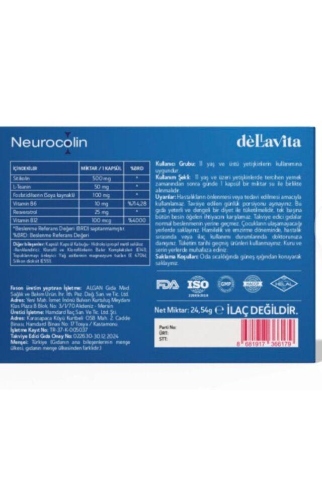 Neurocolin Plus 500mg Sitikolin Takviyesi
