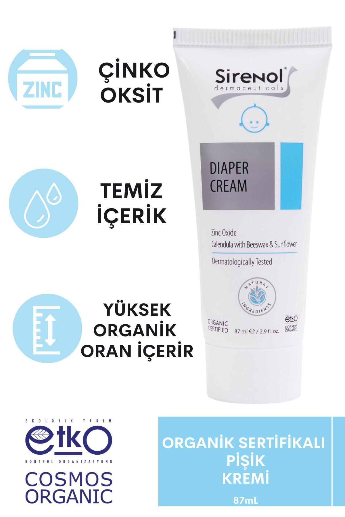 Organik Sertifikalı Bebek Pişik Kremi 87 ml